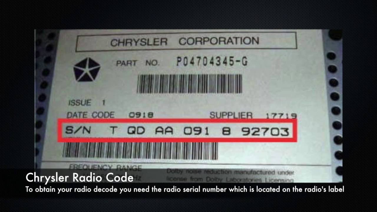 Chrysler Radio Code Free Download